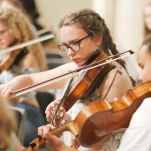 NSSO violin player in rehearsal